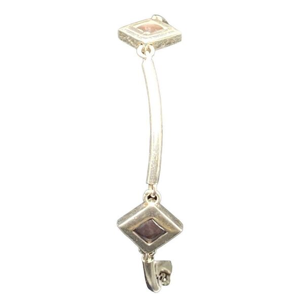 Sterling silver 925 bracelet with three diamond shaped squares with abalone - Picture 2 of 6